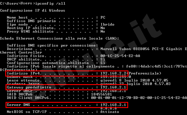 IP 
statico con Seven